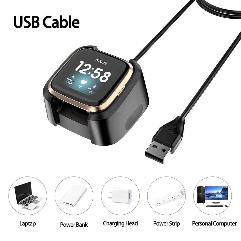 For Fitbit Versa / Versa Lite / Versa 2 USB Charger Charging Power Dock Cradle