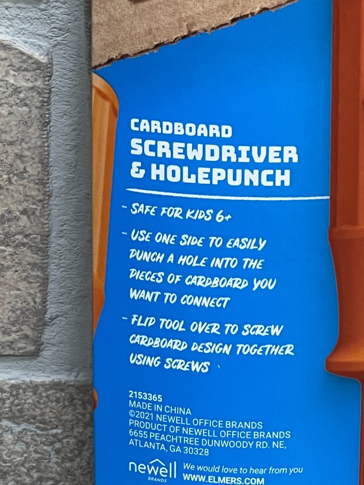 Elmers Build It Tools Screwdriver & Holepunch Construct And Create Cardboard 6+