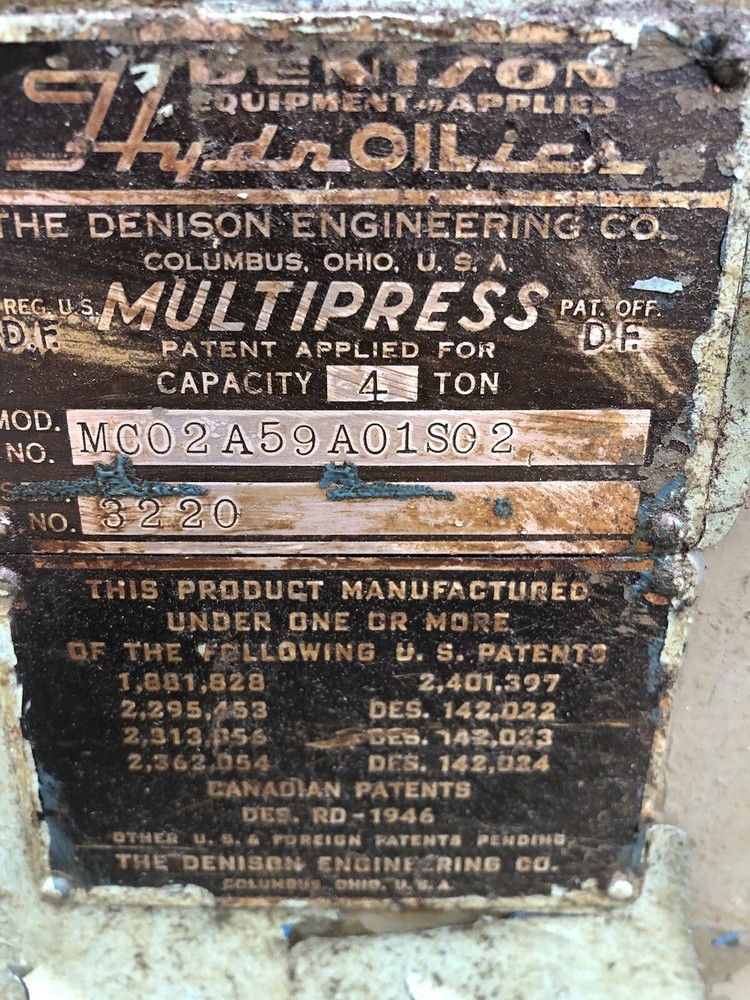 Denison 4-Ton C-Frame Hydraulic Press MC02A59A01502