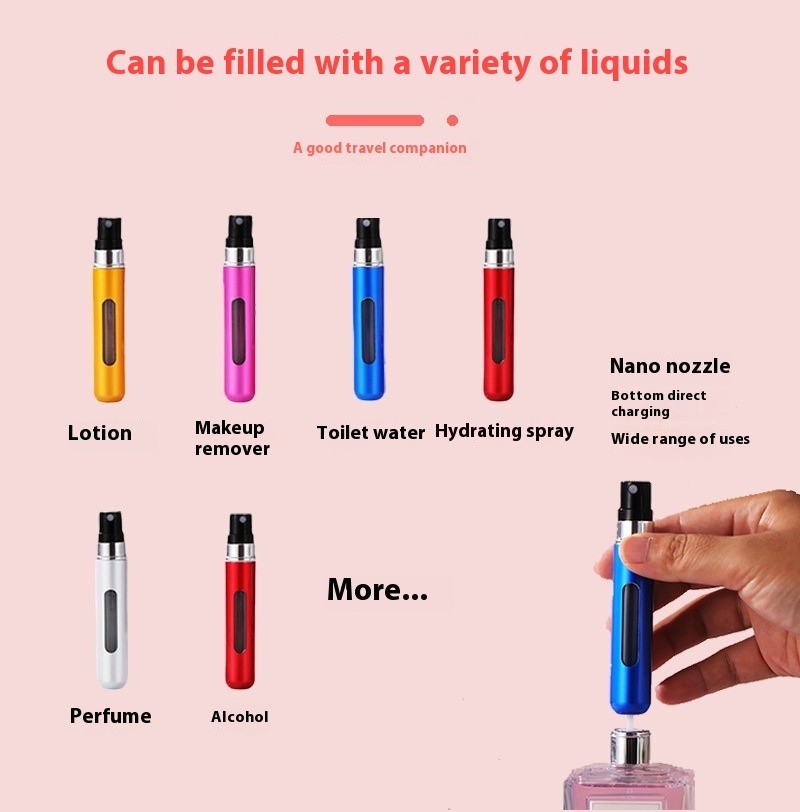 5ml Perfume Refill Bottle w/ Spray - Empty Travel Atomizer Leak-Proof