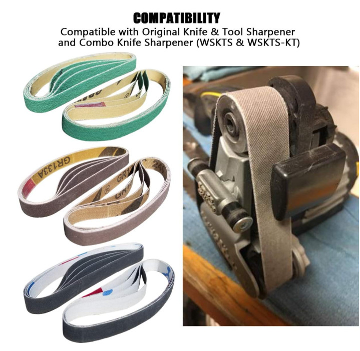 24 Pack 1/2" x 12" Replacement Sharpening Belt Kit for Official Work Sharp...