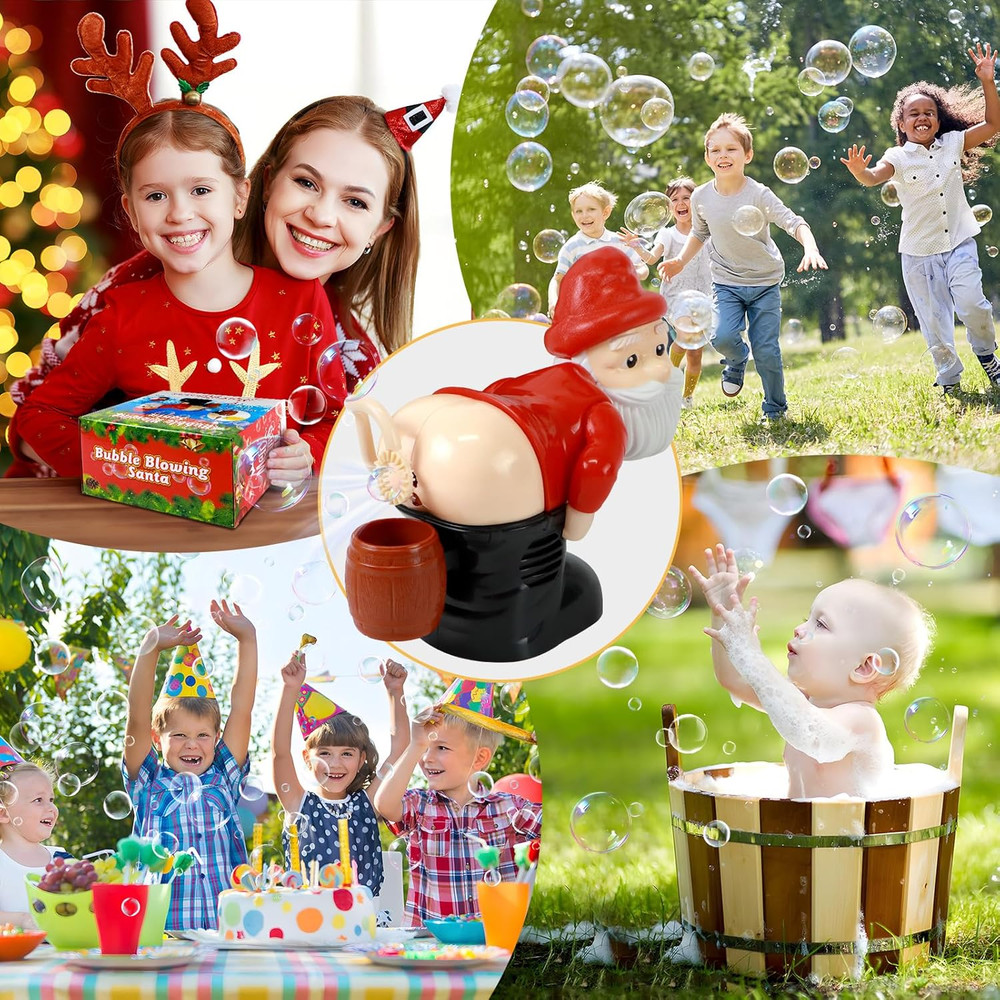 Funny Santa Bubble Butt Machine Toy Automatic Bubble Blower + Music Light Gift
