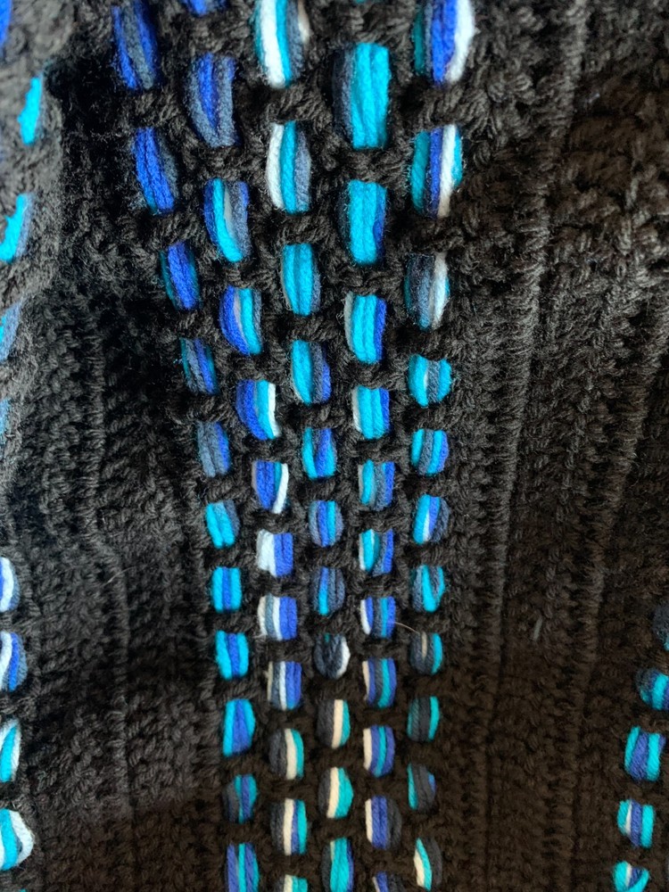 Handmade Home Crocheted Afghan - Weaved Stripes