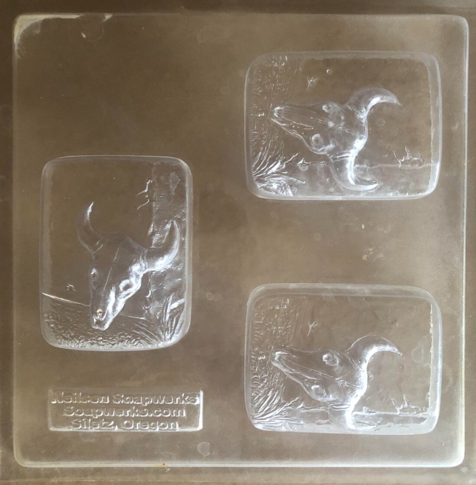 Cow Skulls Hard Plastic Soap Mold Makes 3 Bars