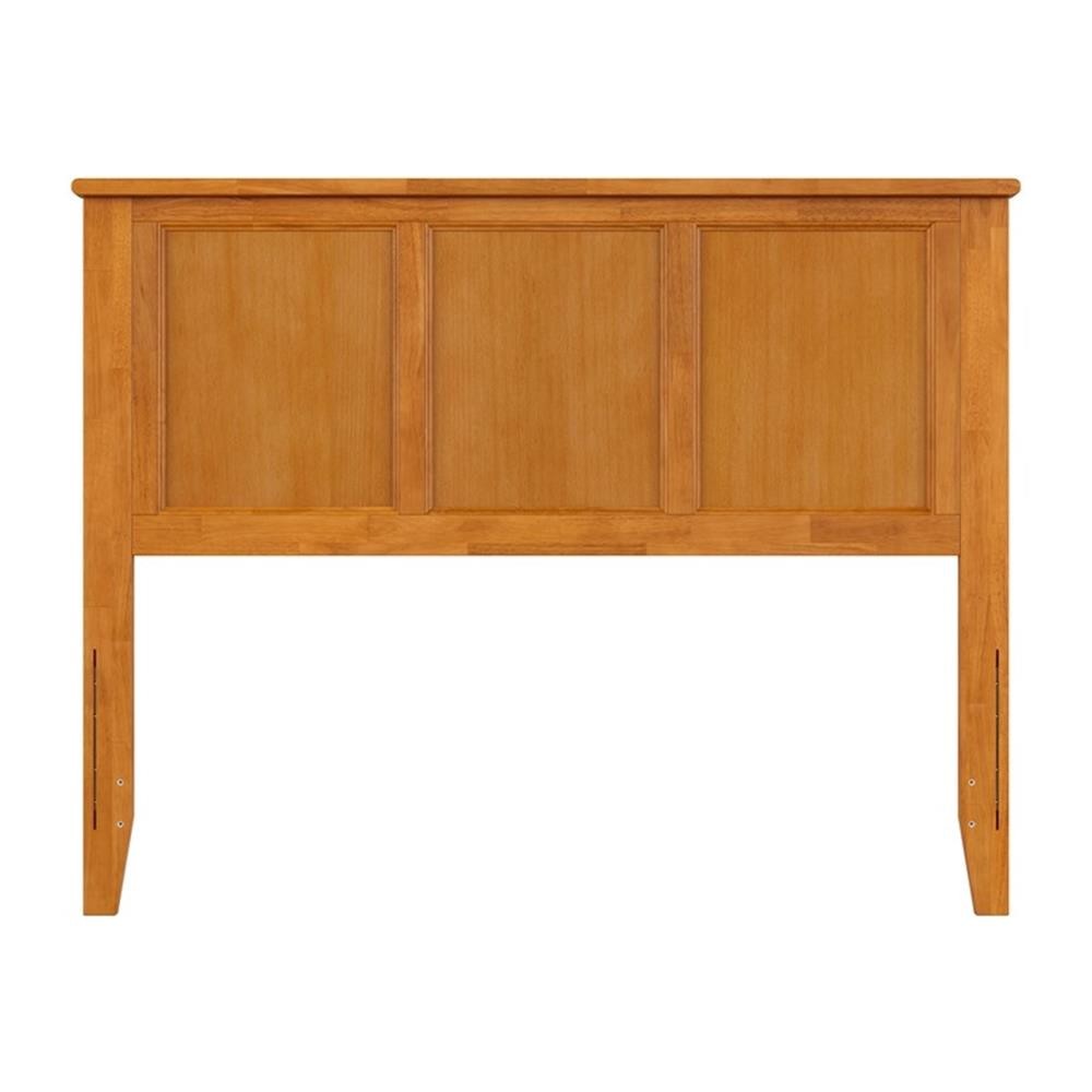 Pemberly Row Full Contemporary Solid Wood Panel Headboard in Light Toffee