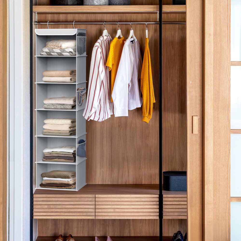6 Shelf Hanging Closet Organizer, Gray
