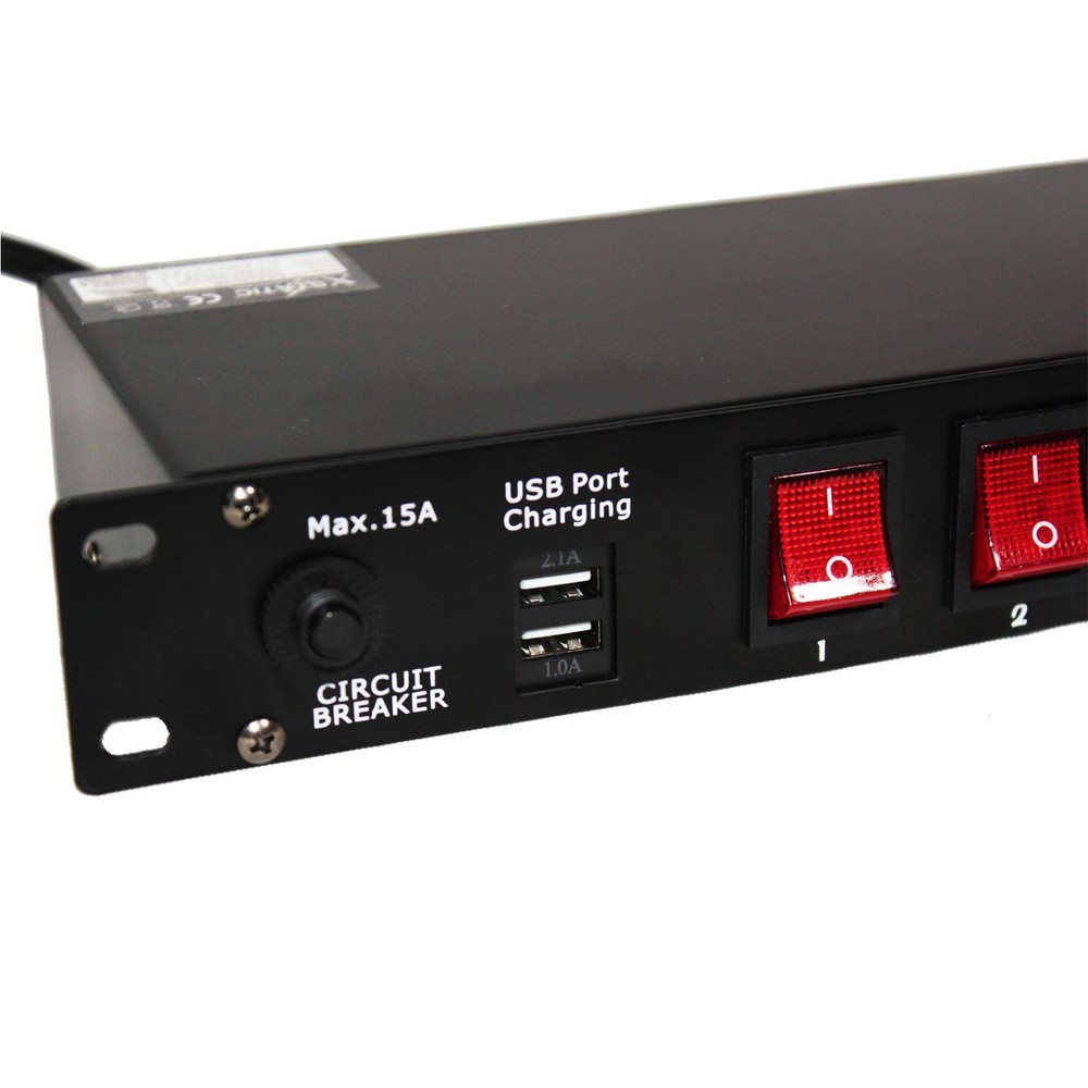 Xstatic X-PC10USB 10 Outlet AC Switch Panel & Power Conditioner w/USB Charging