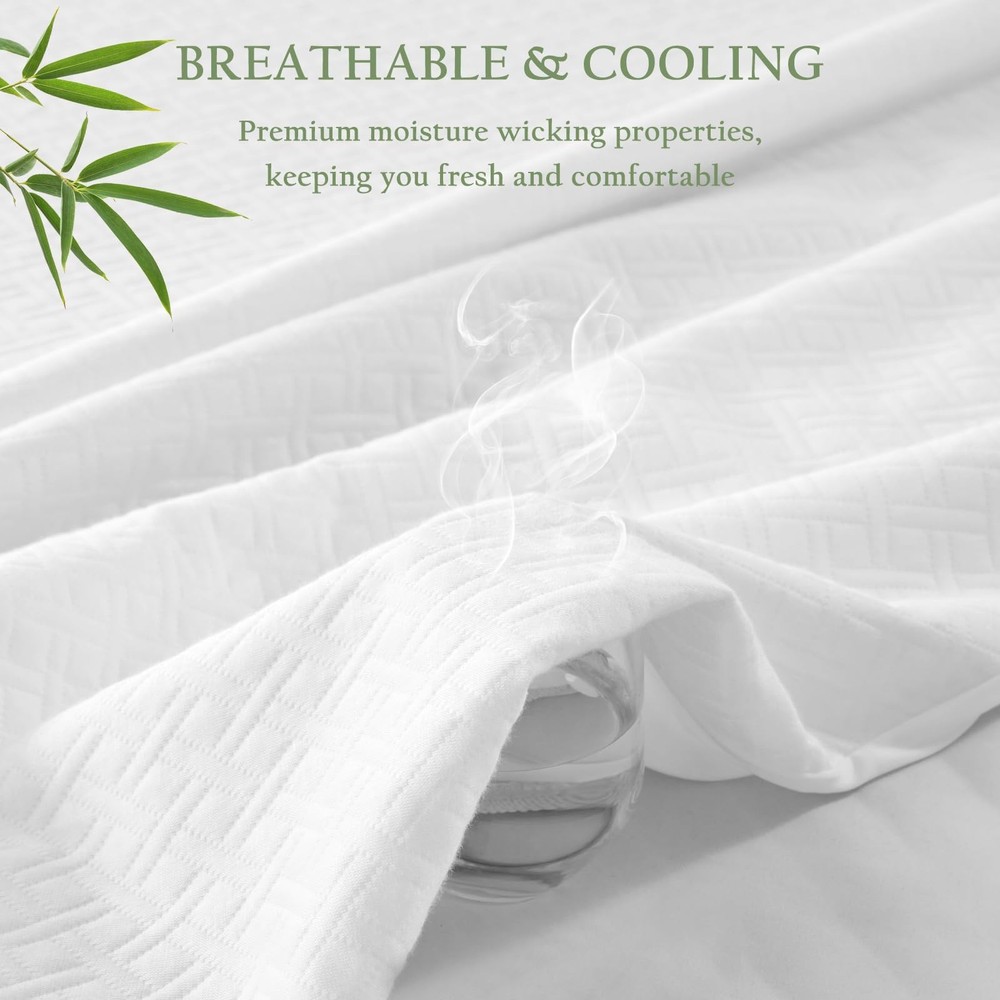 King Size Waterproof Mattress Protector Viscose Derived from Bamboo, Soft Mat...