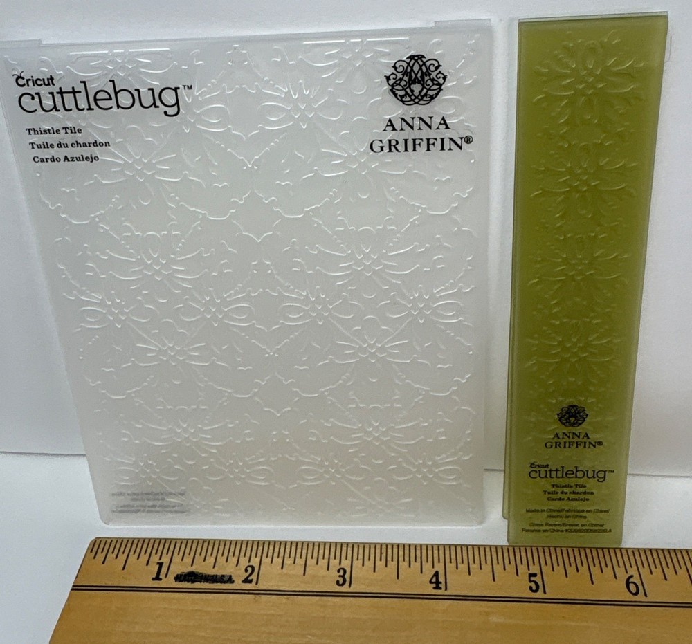 Anna Griffin Thistle Title Embossing Folder w/Border Set Cricut Cuttlebug Scrapb