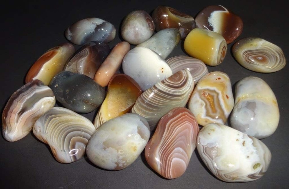 Grey Botswana Agate - tumbled crystal healing gemstones - 5pc set