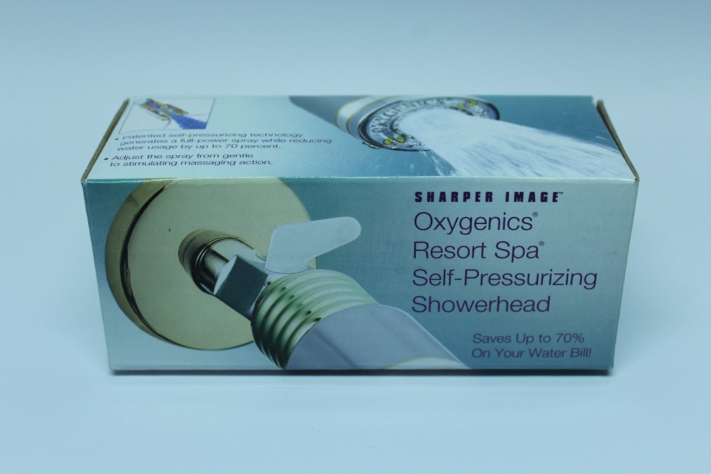 Oxygenics Resort Spa Self-Pressurizing Showerhead Sharper Image NEW in Box