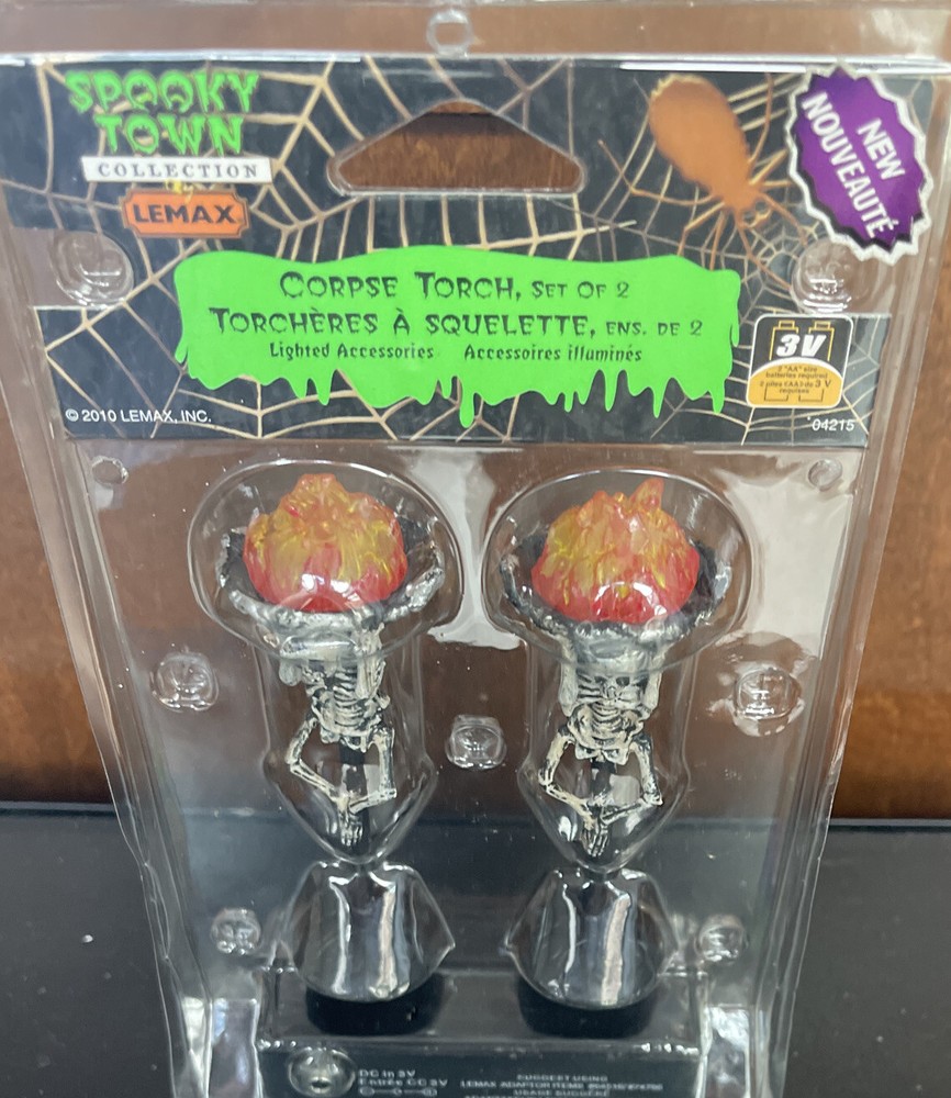 Lemax Spooky Town Corpse Torch Lighted Accessories - New