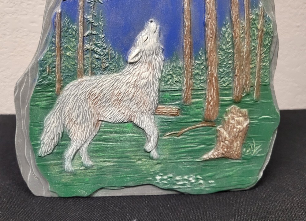 Hand-Painted Ceramic Wolf Rock - Wolf Howling In The Woods Ceramic