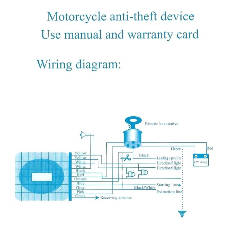 Motorcycle Smart 12V Security Alarm System with Remote Key & Vibration Sensor