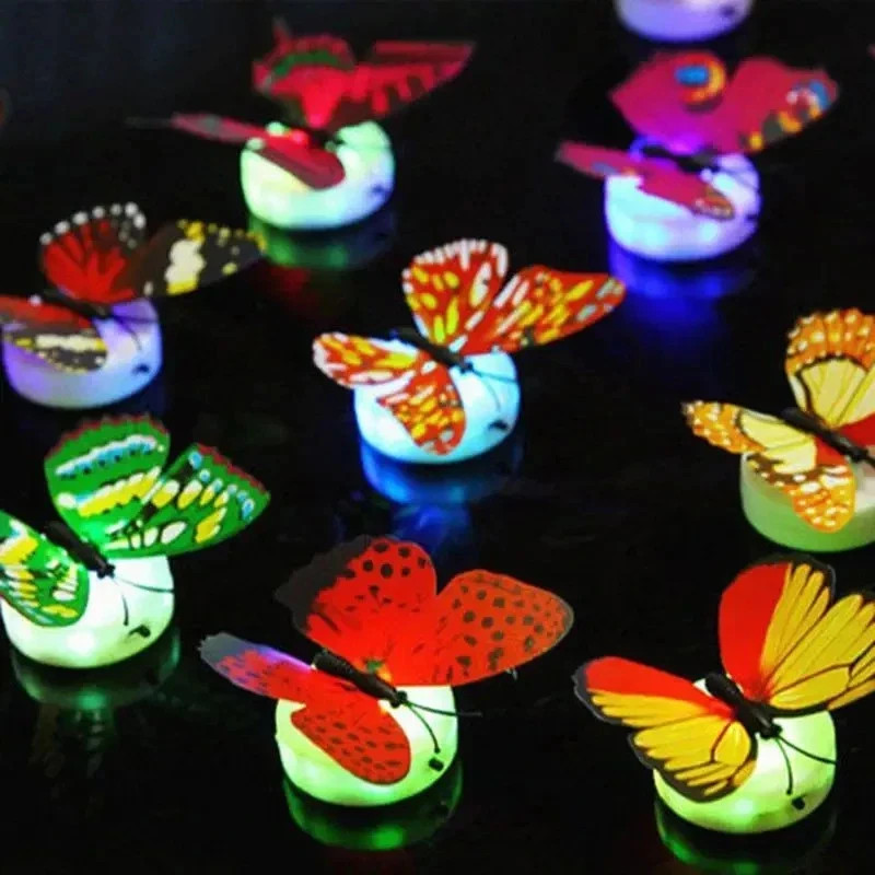 5pc Butterfly Night Light Creative Colorful Glowing Stickable Diy LED Wall Light