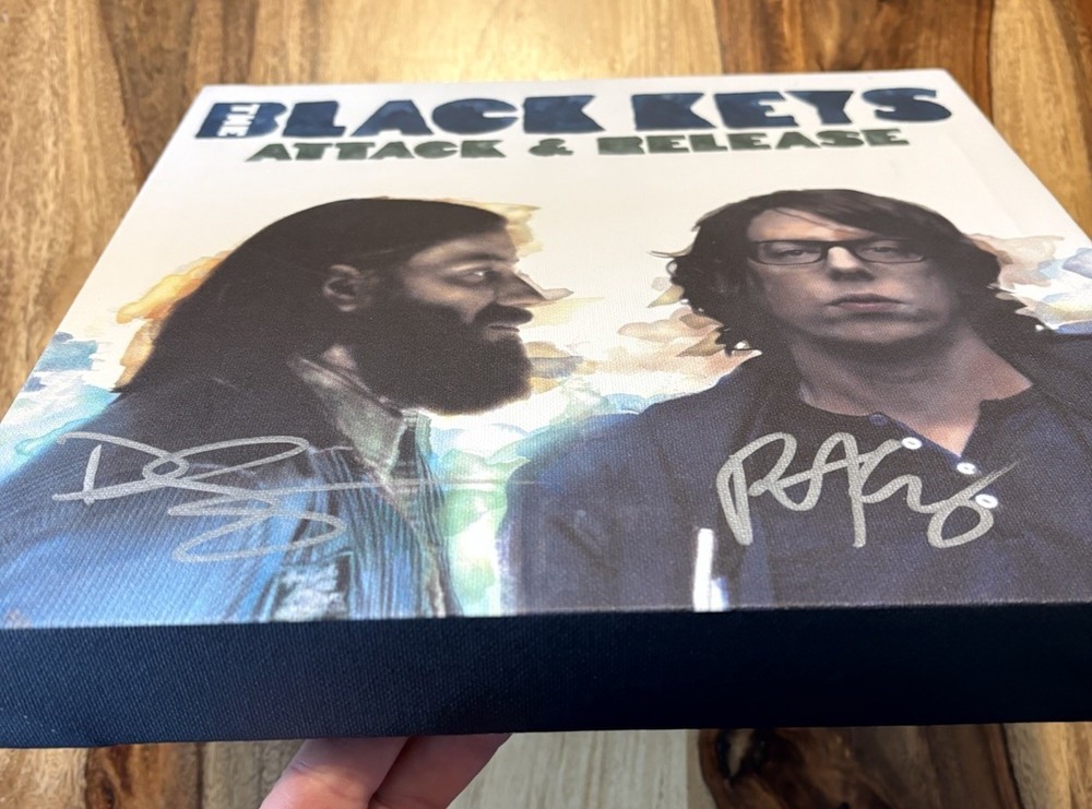 BLACK KEYS Autographed Attack & Release Signed Canvas Art Piece w/ COA