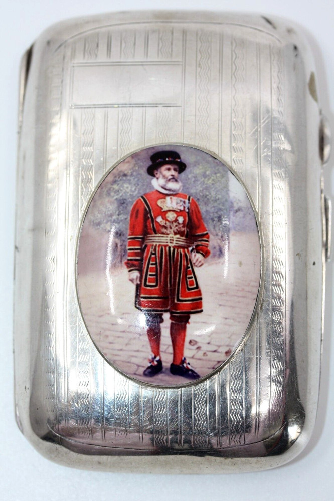 YEOMAN WARDER ANTIQUE SILVER CIGARETTE CASE 1902