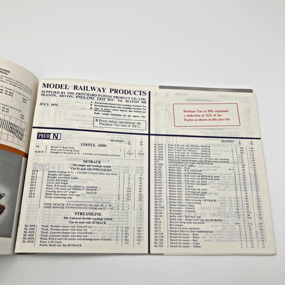 PECO Model Train and Railways Catalog 1971 with Pricelist Insert