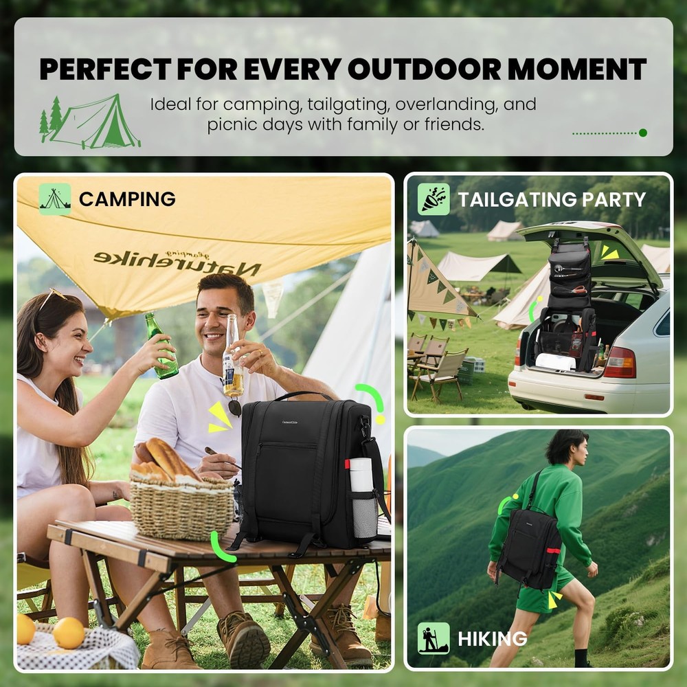 Camp Kitchen Organizer, Hanging Cooking Tools Storage Caddy Bag with Paper To...