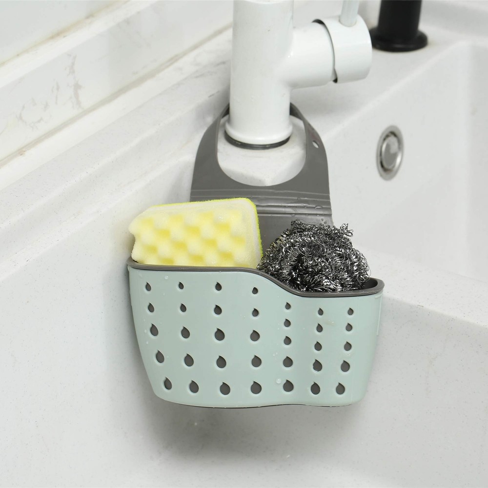 Kitchen Sink Caddy Sponge Holder Silicone Plastic 2 Piece, As Pictured-2 Pack