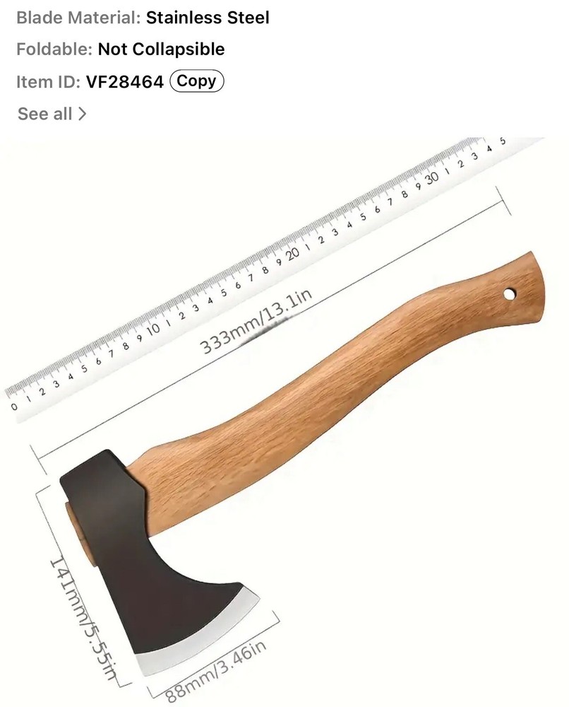 Heavy Duty Thickened Axe/Hatchet, Survival Tool, Chopping, Hammer, Bone Knife