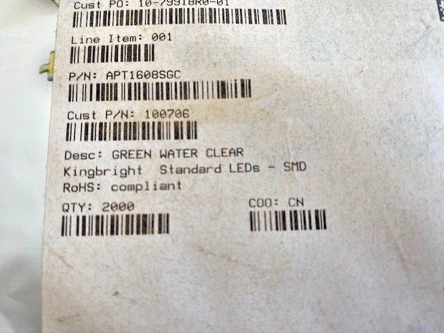 KINGBRIGHT APT1608SGC LED GREEN CLEAR CHIP SMD- 2000-PC