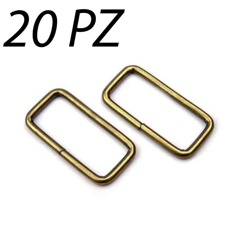 20PCS Gold Rectangular Ring Belt Bag Accessories - FB03-20PC GOLD