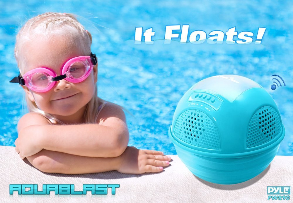 Pyle PWR90DBL Aqua Blast Waterproof Bluetooth Floating Pool Speaker System...