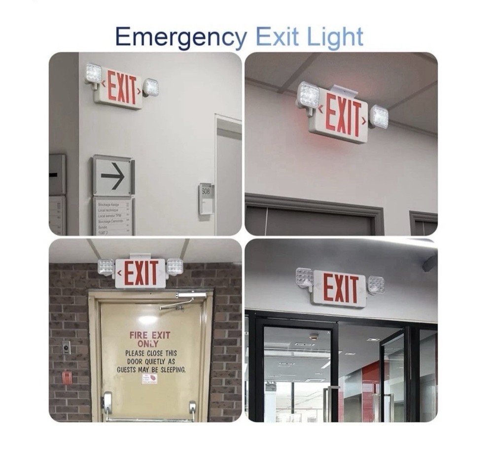 NEW LED Exit Sign With Emergency Lights, Hardware Included, Easy Installation