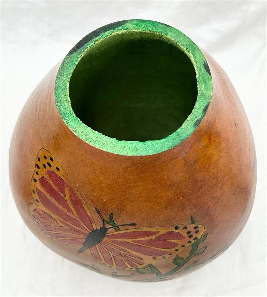 Hand Painted Butterfly Large Gourd Vase