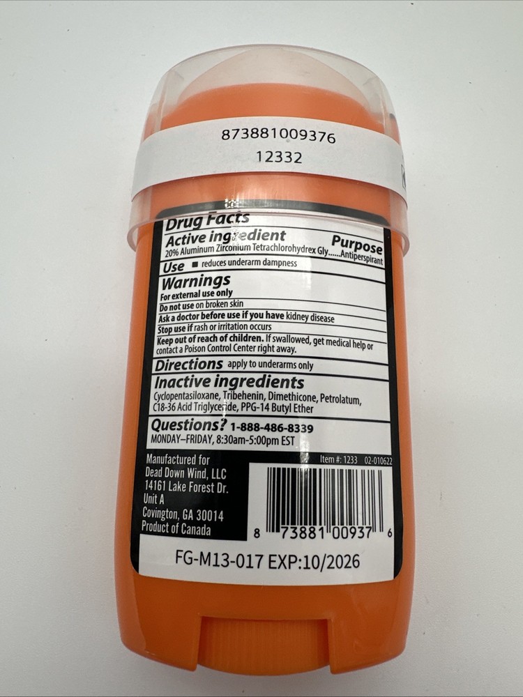 Dead Down Wind Soft Solid Unscented Antiperspirant + Deodorant 2.25oz (2 Pack)