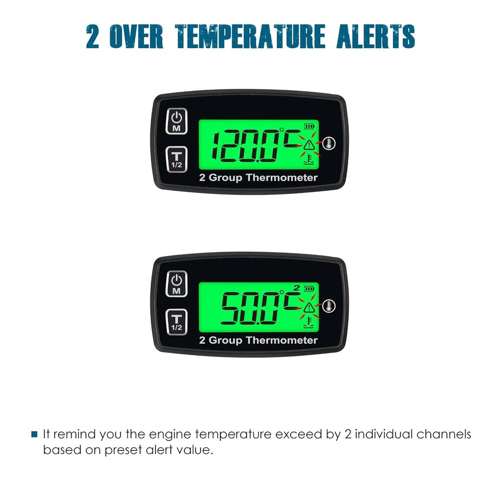 Digital Engine Temp Gauge Dual Temperature Record,Backlight User Shutdown