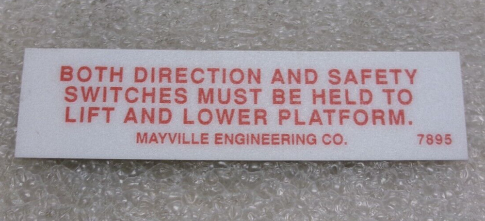 MAYVILLE ENGINEERING CO. REPLACEMENT DECAL 7895 #252MM