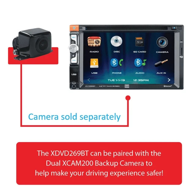 Dual XDVD269BT CD Player Bluetooth USB AUX Input 6.2" Touch Screen LCD - [LN]™