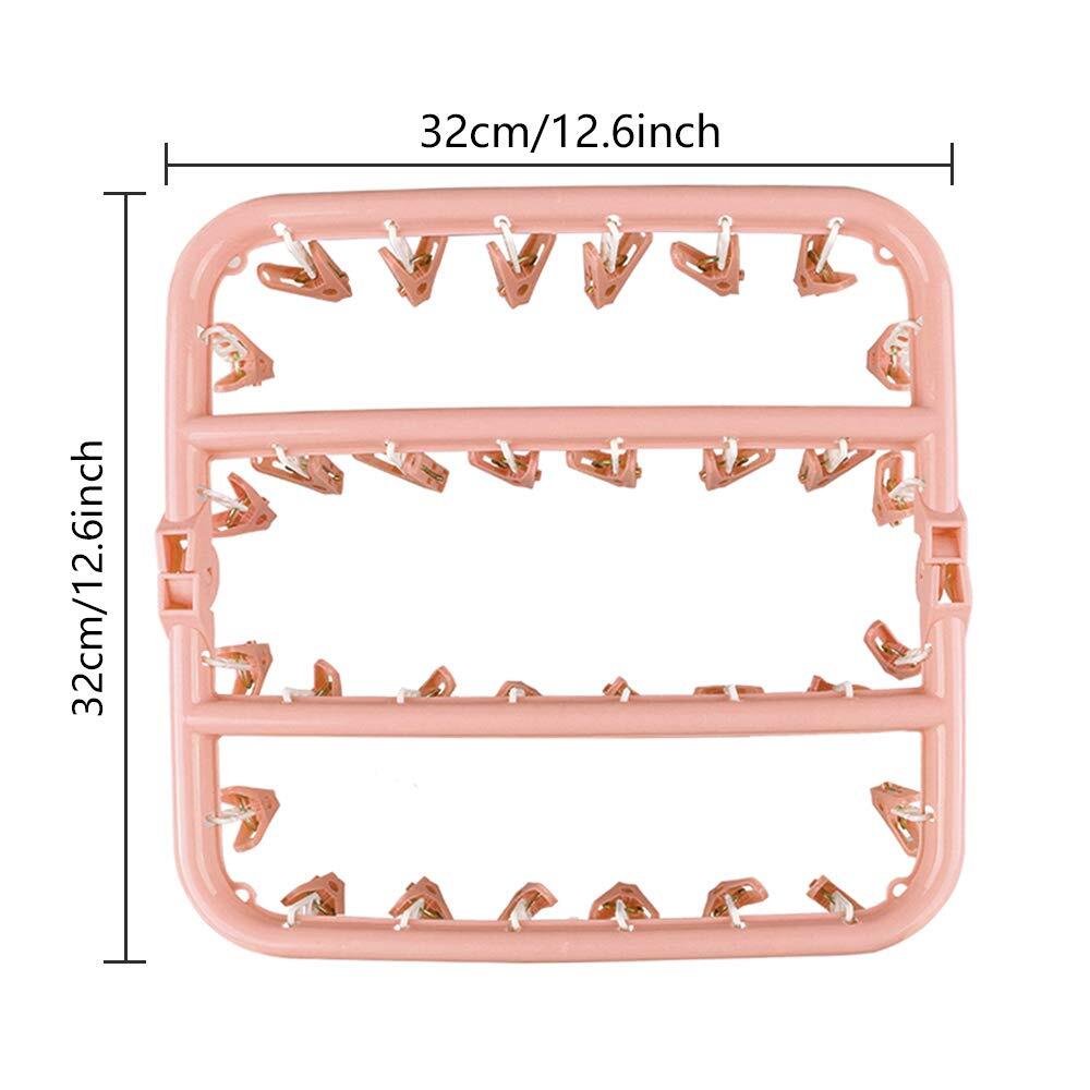 Foldable Clip Drip Hanger Plastic Drying Rack with 32 Clips for Underwear Socks