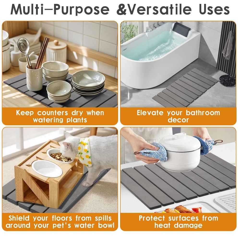 Drying Mat Stone Kitchen Counter, Foldable Stone Drying Stone for Kitchen Cou...