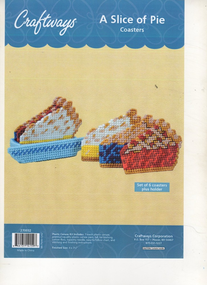 SLICE OF PIE  COASTERS & HOLDER  7ct plastic canvas  PATTERN  (#TF0590)