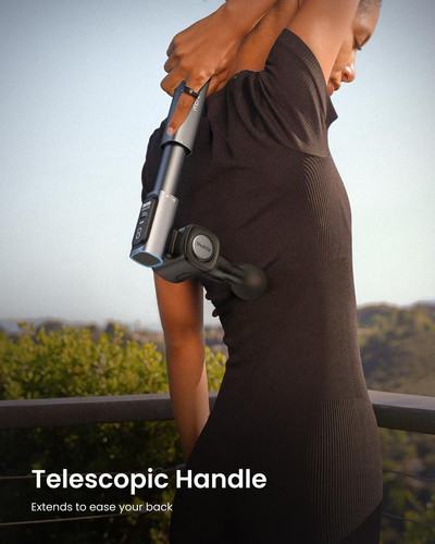 RENPHO Massage Gun with Adjustable Angles and Extension Handle, Blue