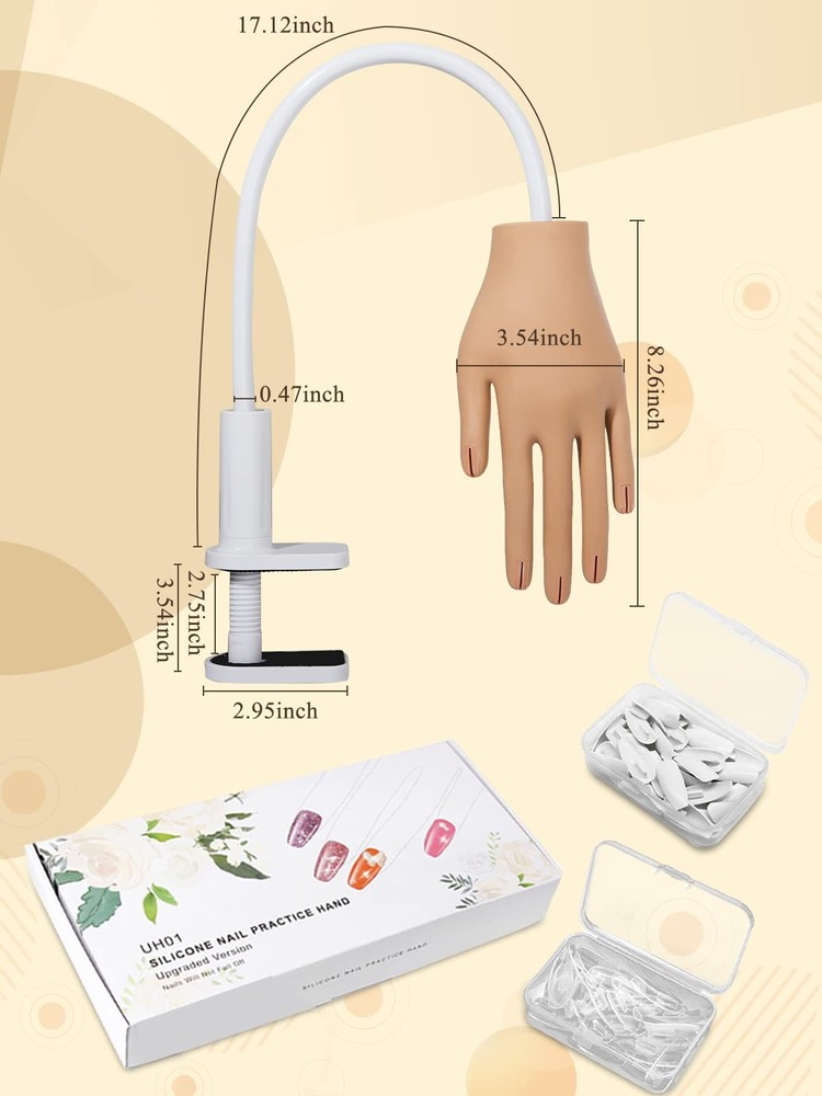 Practice Hand for Acrylic Nails- Silicone Nail Hand Practice Upgrade Nail Tip...