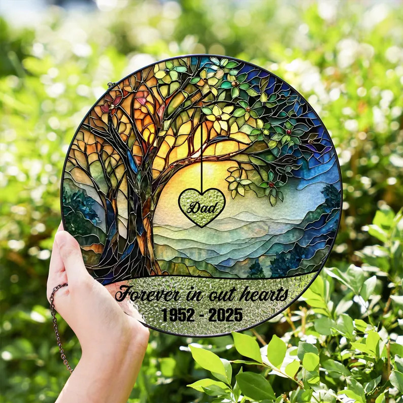 Personalized Memorial Mom Stained Glass Suncatcher