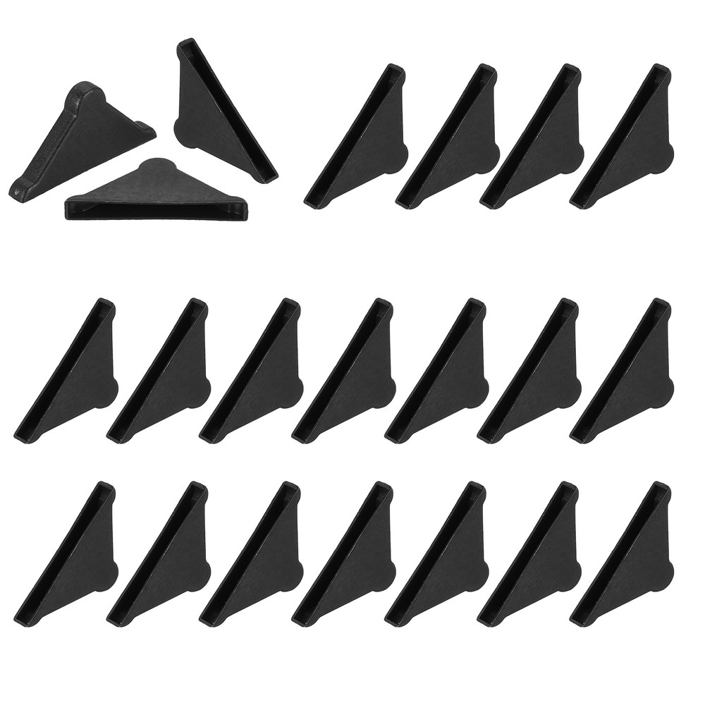 60Pcs 0.2x1.46in Plastic Rounded Corner Triangle Glass Corner Protector, Black