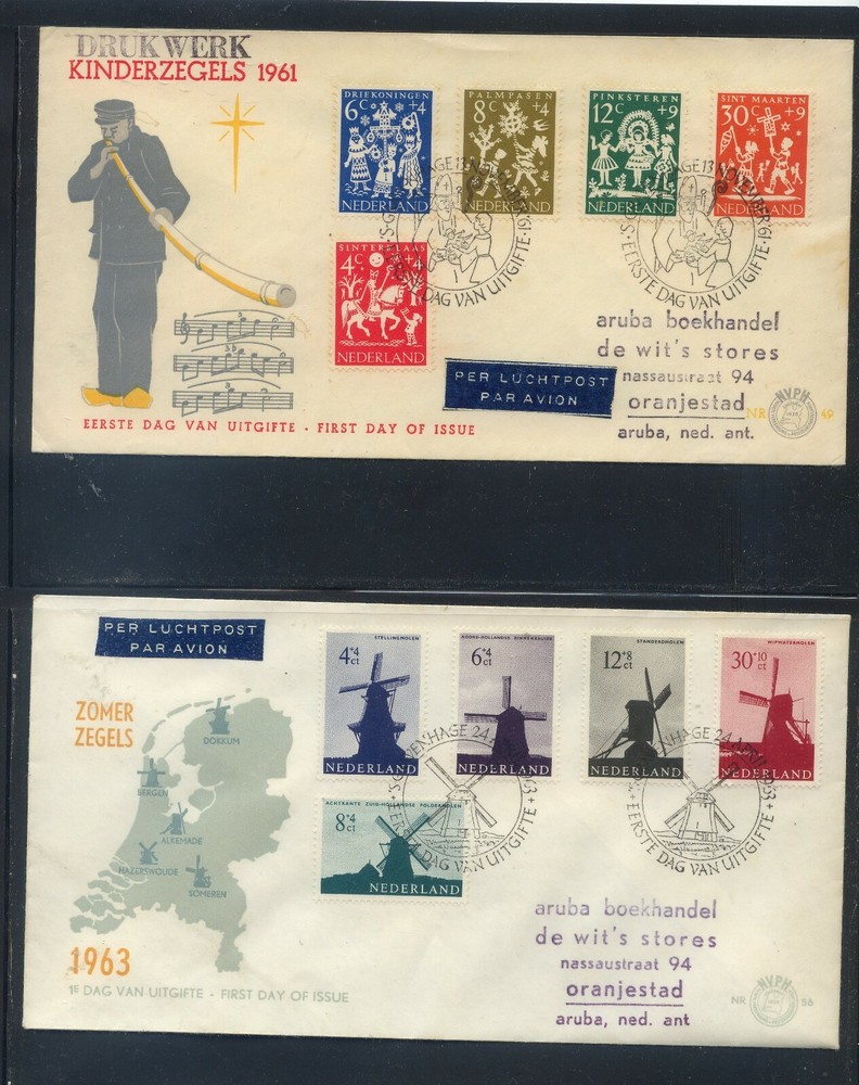 Netherlands  2 nice cachet  first  day  covers