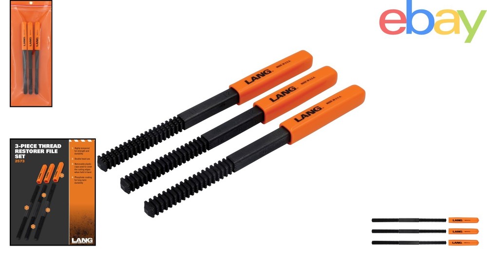 3-Piece Thread Restorer File Set for Damaged Threads, Easy to Install