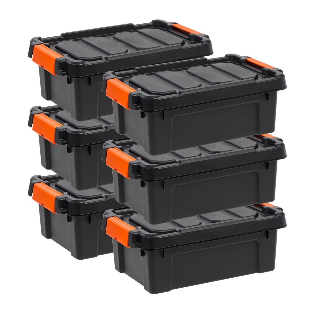 3 Gallon Heavy Duty Plastic Storage Box Container Organizer Set of 6 Stackable