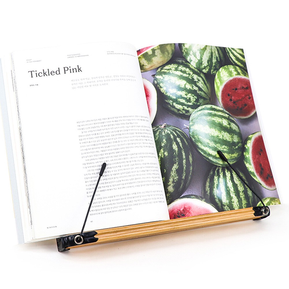 Bamboo 02 Book Holder Reading Stand Adjustable Angle Display Rack Wood Tabletop