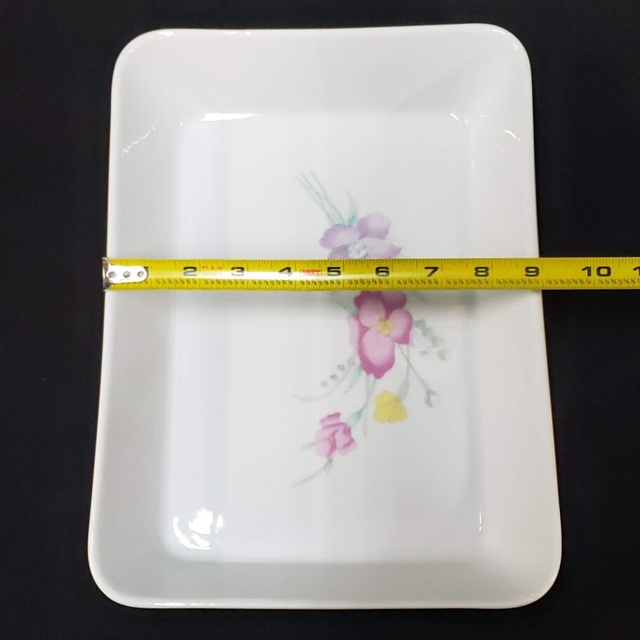 Baking Dish White Multicolor Floral Glazed Roasting Pan Serving Ovenware Kitchen