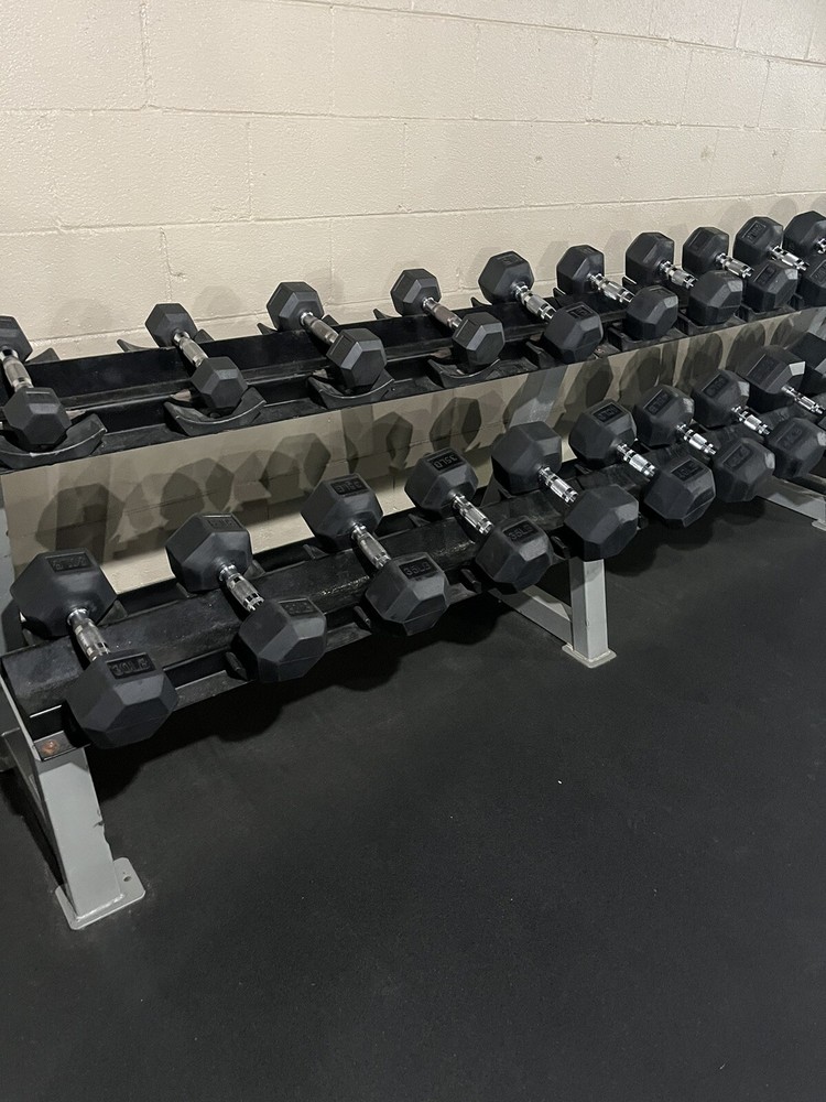 dumbell set with rack