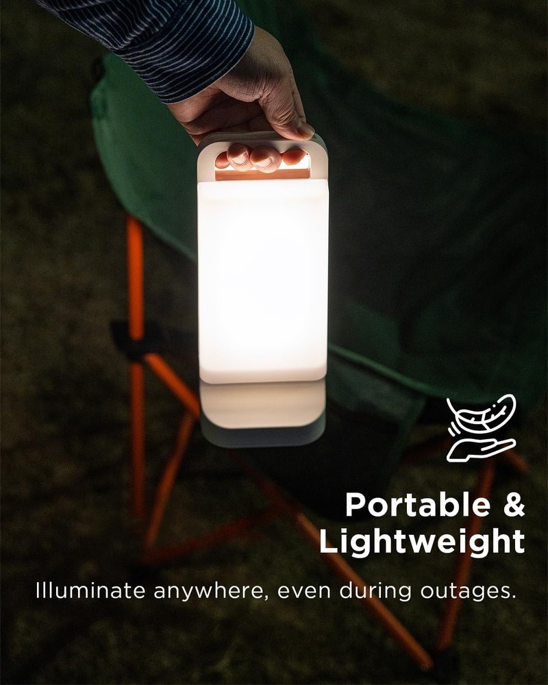 Solar Camping Lantern 6000mAh, USB Rechargeable Light & White, White