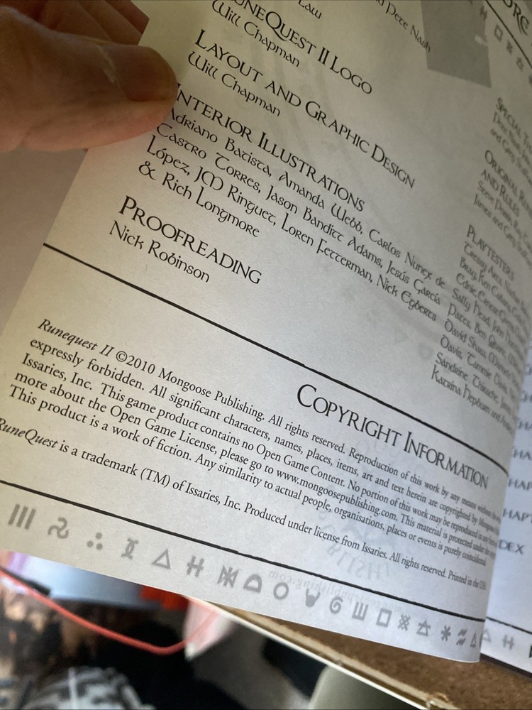 Runequest II Role-Playing Core Rulebook Mongoose Publishing
