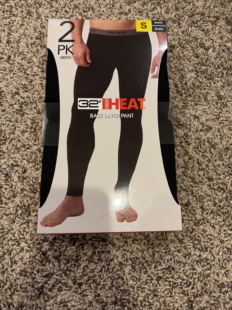 2 Pack Men’s 32 Degrees Base Layer Pant Small Black